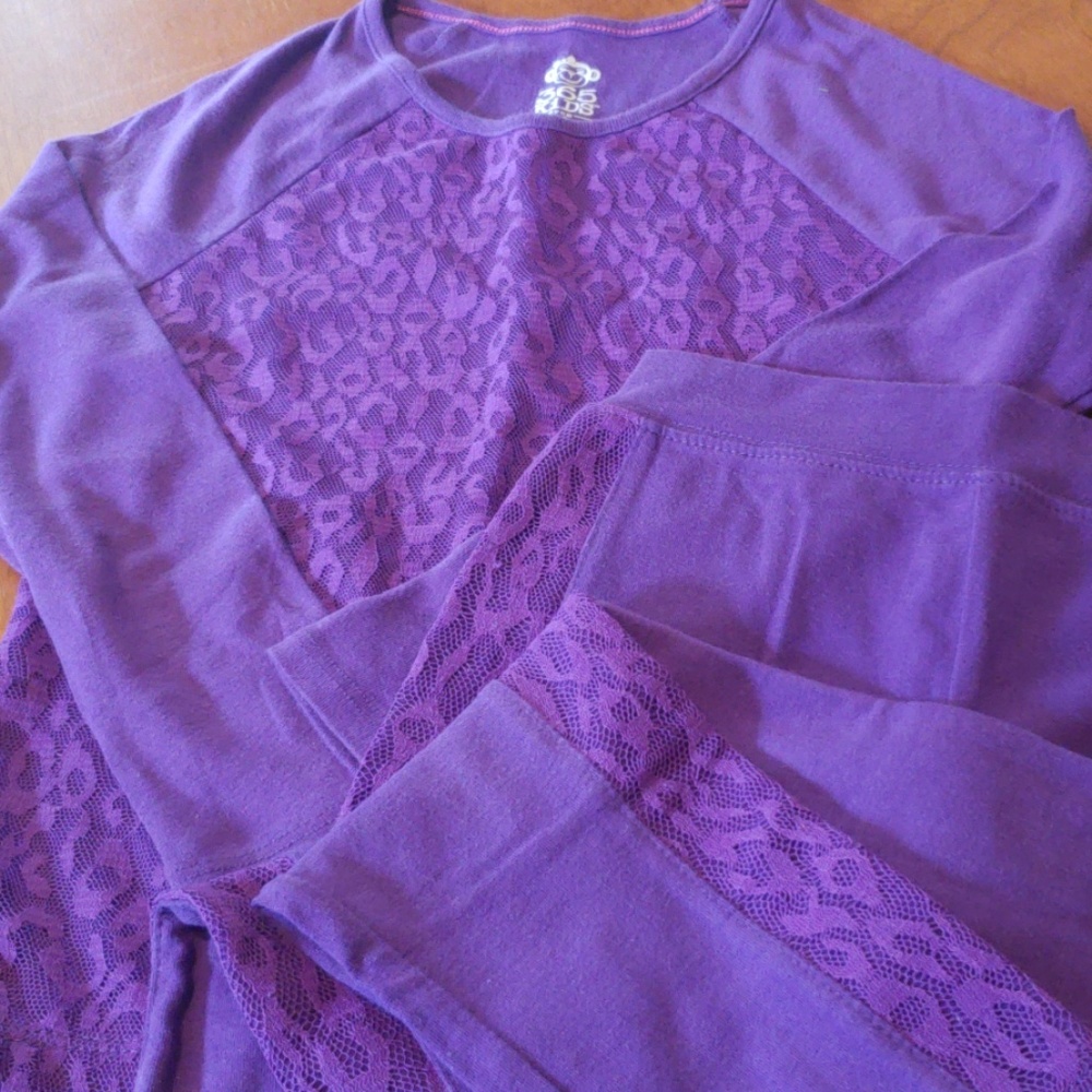 Purple tunic leggings set